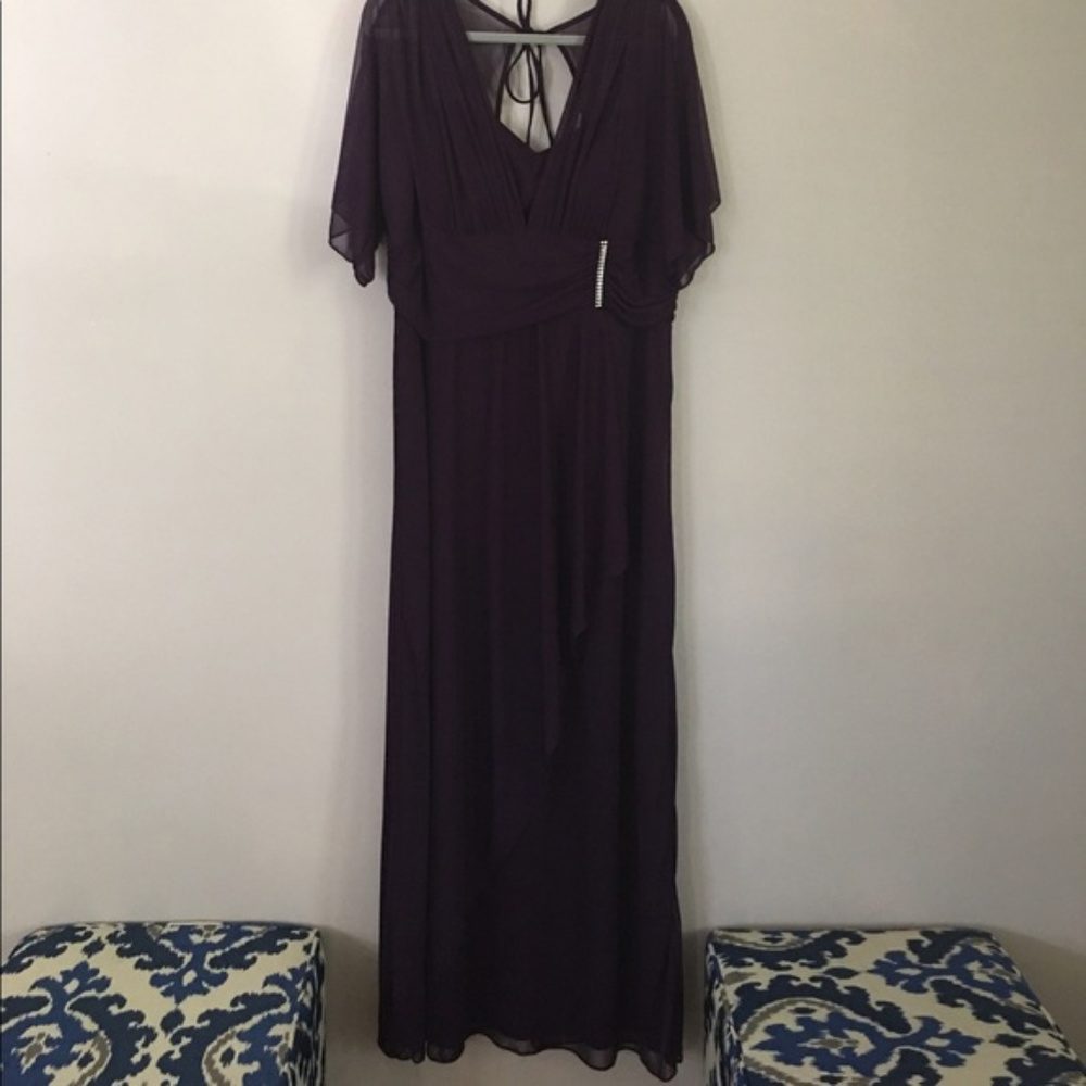 Plum Formal Gown with Rhinestone Detail